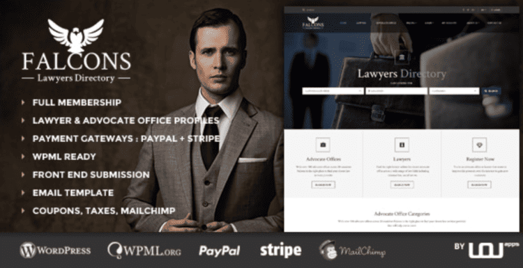Falcons – Directory for Lawyers & Law Firms WordPress Theme